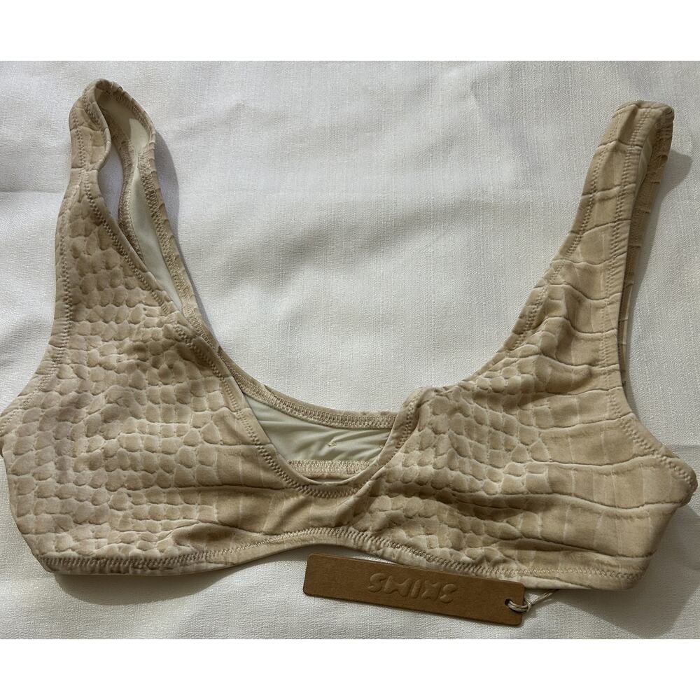 Skims Signature Swim Plunge Triangle Top Crocodile Size Small